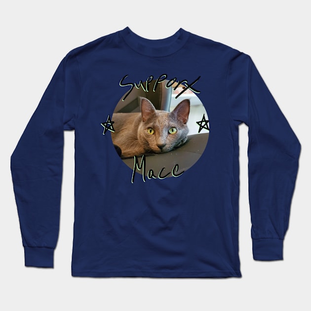 Mace the Cat Long Sleeve T-Shirt by Bufo Boggs